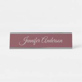 書道エレガントワイン色パーソナライズされた デスクネームプレート