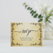 書道エレガントヴィンテージパーチメント結婚式RSVP ポストカード (スタンド正面)