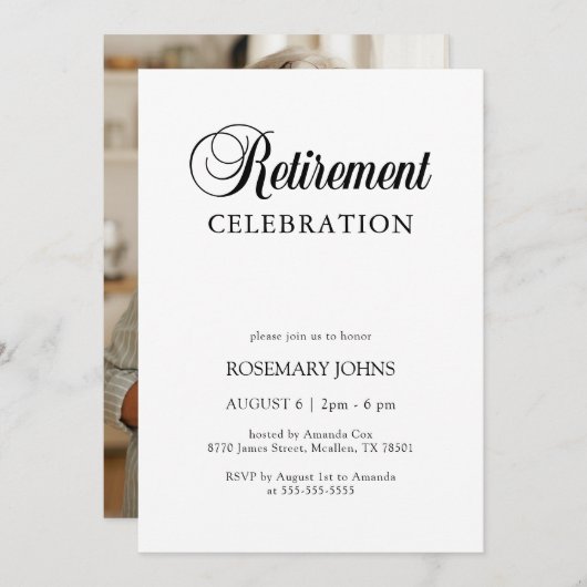 書道エレガント伝統的写真引退 招待状 (正面/裏面)