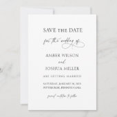 書道エレガント写真の結婚式の日付を保存 招待状 (正面)