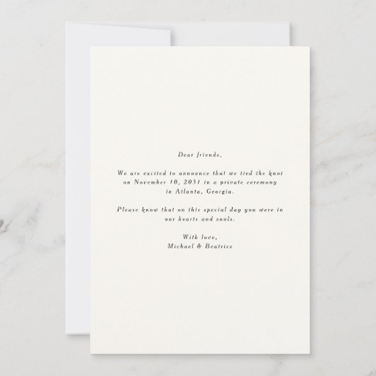 書道エレガント写真フレームミントグリーン結婚ズ 案内状 (裏面)