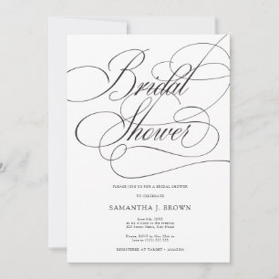 書道エレガント写真ミニマルブライダルシャワー 招待状