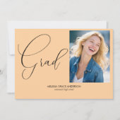 書道エレガント写真独身のの卒業 案内状 (正面)