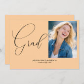 書道エレガント写真独身のの卒業 案内状 (正面/裏面)