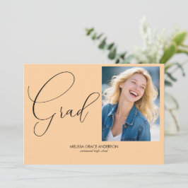 書道エレガント写真独身のの卒業 案内状