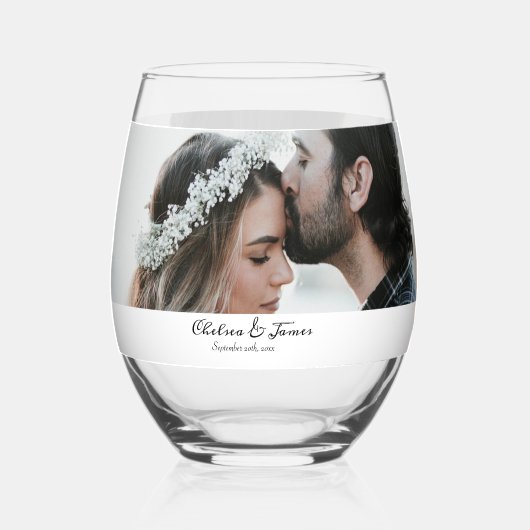 書道エレガント写真結婚披露宴 ステムなしワイングラス (正面)