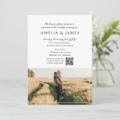 書道エレガント写真QRコード結婚s 招待状 (スタンド正面)