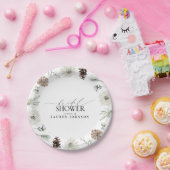 書道エレガント冬の緑ブライダルシャワー ペーパープレート (パーティー)