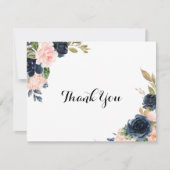 書道エレガント冬フローラフラ結婚ット サンキューカード (正面)