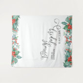 書道エレガント冬ホリーブライダルシャワー タペストリー (正面(横))