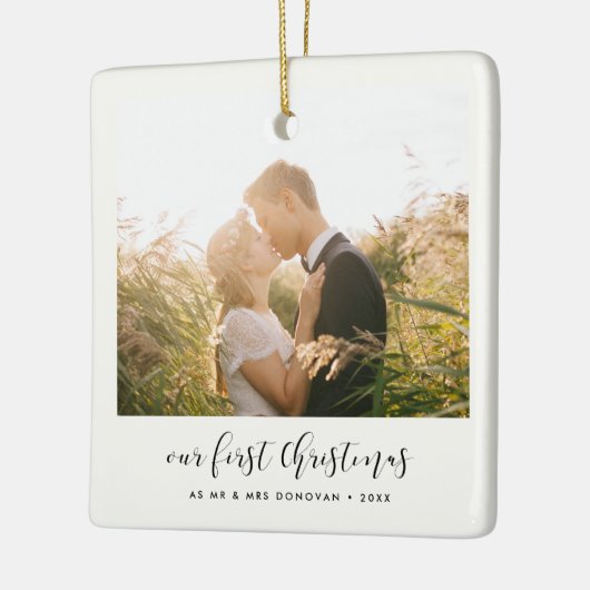 書道エレガント初めてのクリスマスの写真 セラミックオーナメント (左)