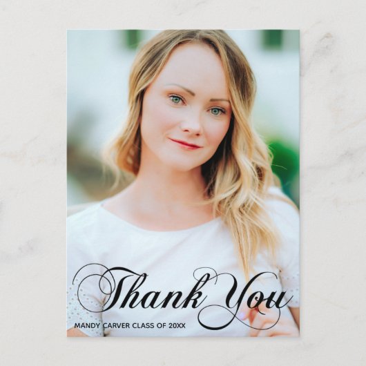 書道エレガント卒業写真ありがとう ポストカード (正面)