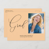 書道エレガント台写真の卒業 インビテーションポストカード (正面/裏面)