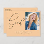 書道エレガント台写真の卒業 インビテーションポストカード (正面/裏面)