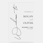 書道エレガント台本の結婚歓迎フロスト アクリルサイン (正面)