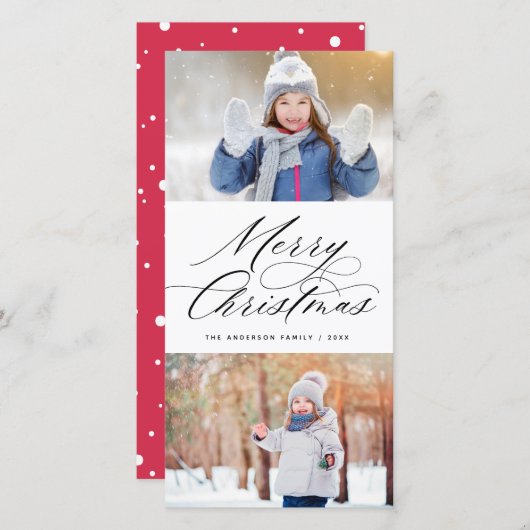 書道エレガント台本メリークリスマス2枚写真 シーズンカード (正面/裏面)