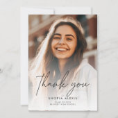 書道エレガント台本2枚の写真卒業 サンキューカード (正面)