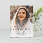 書道エレガント台本2枚の写真卒業 サンキューカード (スタンド正面)