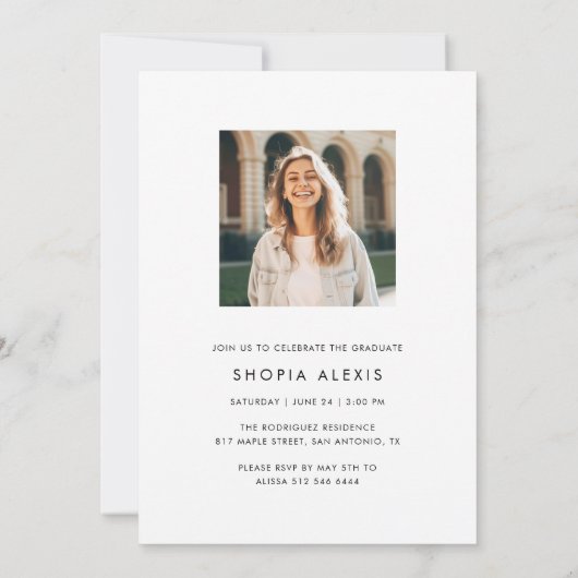 書道エレガント台本2枚の写真卒業 招待状 (裏面)