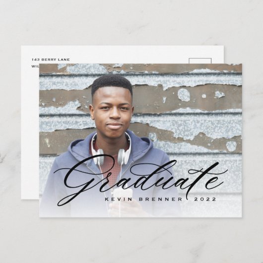 書道エレガント大学院写真パーティー インビテーションポストカード (正面/裏面)