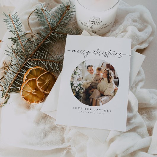 書道エレガント家族の写真クリスマスカード シーズンカード