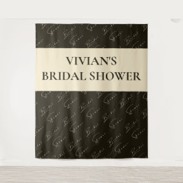 書道エレガント文字パターンブライダル背景 タペストリー