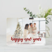 書道エレガント新年お正月のご家族の写真 シーズンカード (スタンド正面)