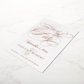 書道エレガント日付の保存フォトバラ金ゴールド 箔招待状 (回転した状態)