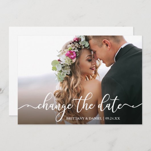 書道エレガント日付の変更新しい日付カード セーブザデート (正面/裏面)