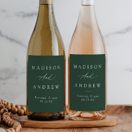 書道エレガント林グリーン結婚ズ ワインラベル