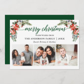 書道エレガント水彩冬フローラ緑 シーズンカード (正面/裏面)