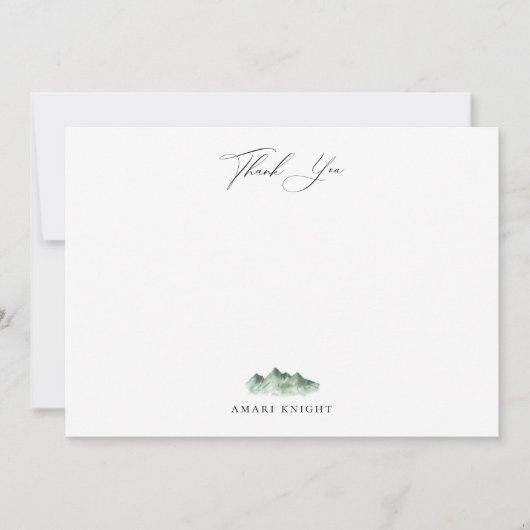 書道エレガント水彩山ありがとう ノートカード (正面)