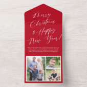 書道エレガント涙遠くに写真ホリデーカード オールインワン招待状 (内側)