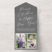 書道エレガント涙遠くに写真ホリデーカード オールインワン招待状 (内側)