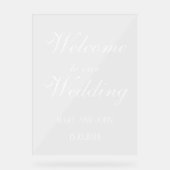 書道エレガント白結婚文字の歓迎 アクリルサイン (正面)