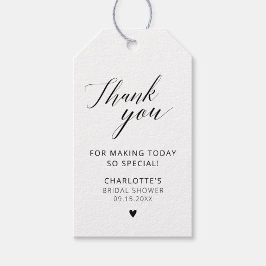 書道エレガント白黒ありがとう ギフトタグ (正面)