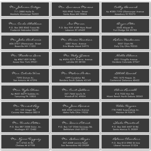 書道エレガント白黒の結婚ゲスト シール (正面)