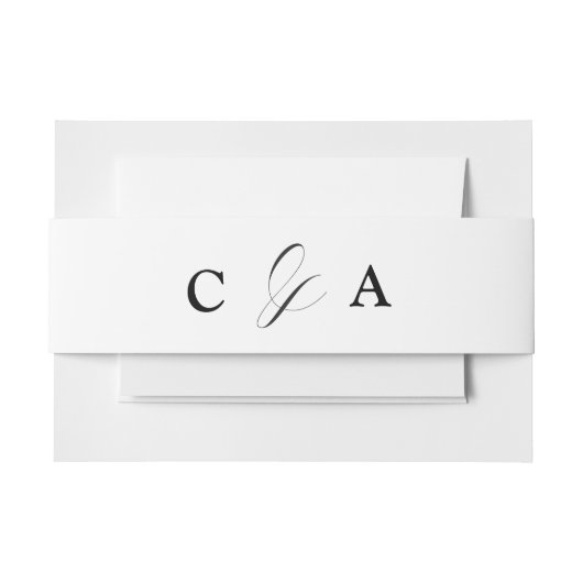 書道エレガント白黒の結婚ベリーバンド 招待状ベリーバンド (正面例)