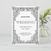 書道エレガント白黒の結婚invita 招待状 (スタンド正面)