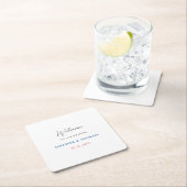 書道エレガント白黒ウェルカム結婚ズ スクエアペーパーコースター (インサイチュ)