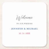 書道エレガント白黒ウェルカム結婚ズ スクエアペーパーコースター (正面)