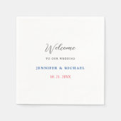 書道エレガント白黒ウェルカム結婚ズ スタンダードカクテルナプキン (正面)