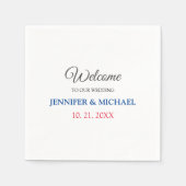 書道エレガント白黒ウェルカム結婚ズ スタンダードカクテルナプキン (正面)