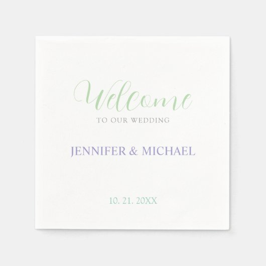 書道エレガント白黒ウェルカム結婚ズ スタンダードカクテルナプキン (正面)