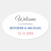 書道エレガント白黒ウェルカム結婚ズ 楕円形シール (正面)