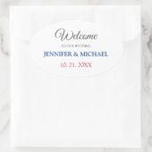 書道エレガント白黒ウェルカム結婚ズ 楕円形シール (バッグ)