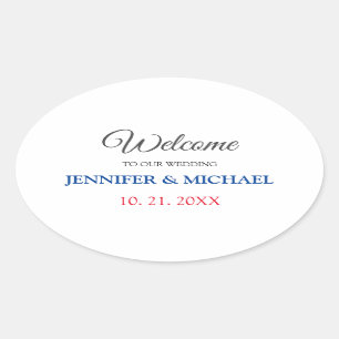 書道エレガント白黒ウェルカム結婚ズ 楕円形シール