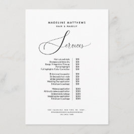 書道エレガント白黒サロン価格表 メニュー