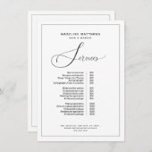 書道エレガント白黒サロン価格表 メニュー (正面/裏面)