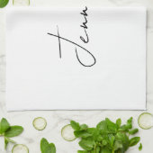 書道エレガント白黒プレーンシンプル名 キッチンタオル (折り畳み)